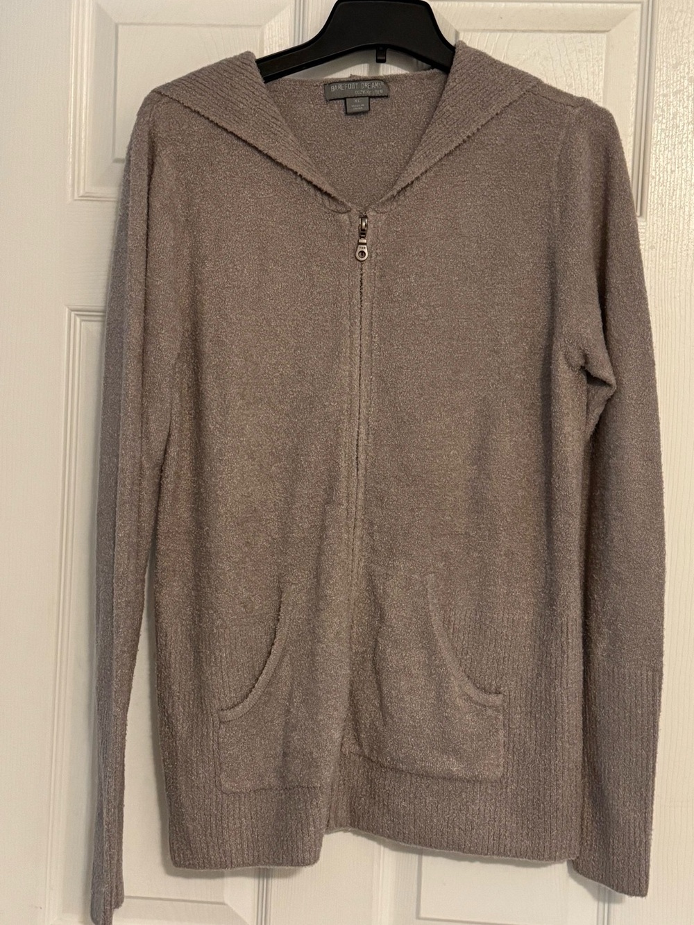 Barefoot Dreams Women’s Hooded CozyChic Lite Zip Sweater - Taupe/Beach Rock